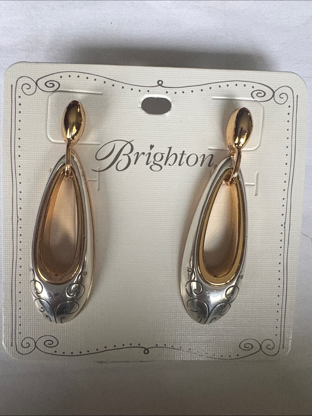 Brighton Gold and Silver Teardrop Dangle Earrings